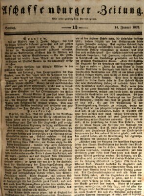 Aschaffenburger Zeitung Samstag 14. Januar 1837