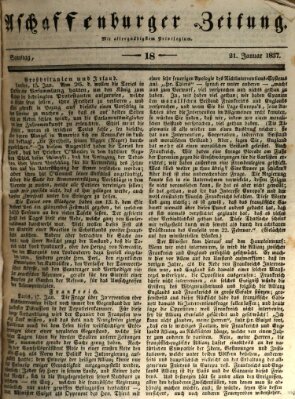 Aschaffenburger Zeitung Samstag 21. Januar 1837