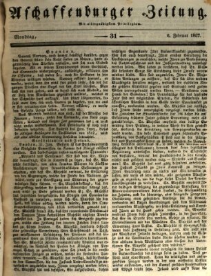 Aschaffenburger Zeitung Montag 6. Februar 1837