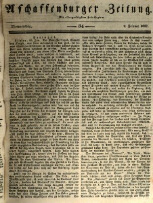 Aschaffenburger Zeitung Donnerstag 9. Februar 1837