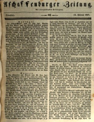 Aschaffenburger Zeitung Dienstag 14. Februar 1837