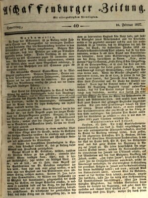 Aschaffenburger Zeitung Donnerstag 16. Februar 1837