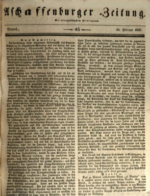 Aschaffenburger Zeitung Mittwoch 22. Februar 1837