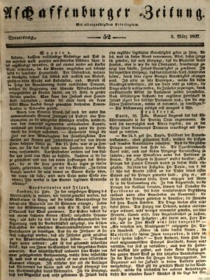 Aschaffenburger Zeitung Donnerstag 2. März 1837