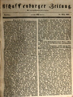 Aschaffenburger Zeitung Samstag 11. März 1837