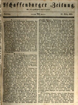 Aschaffenburger Zeitung Montag 27. März 1837