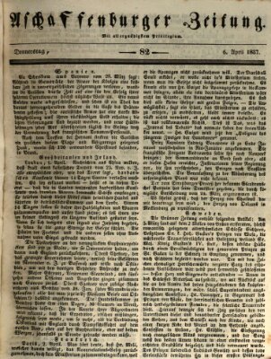 Aschaffenburger Zeitung Donnerstag 6. April 1837