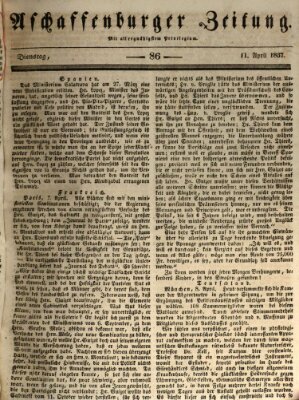 Aschaffenburger Zeitung Dienstag 11. April 1837