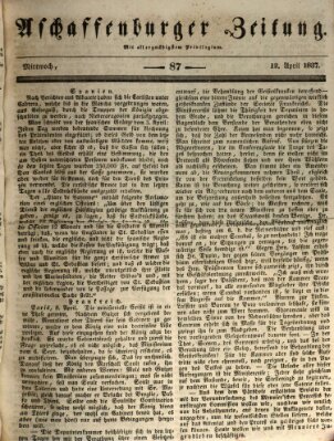 Aschaffenburger Zeitung Mittwoch 12. April 1837