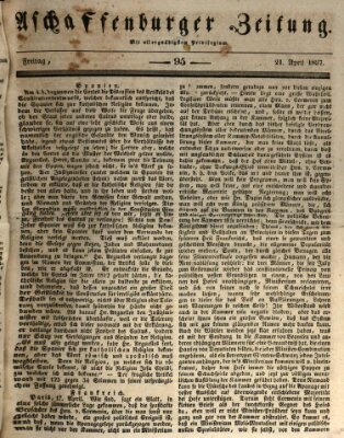 Aschaffenburger Zeitung Freitag 21. April 1837