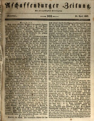 Aschaffenburger Zeitung Samstag 29. April 1837