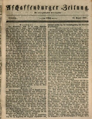 Aschaffenburger Zeitung Dienstag 15. August 1837