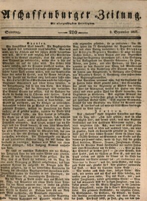 Aschaffenburger Zeitung Samstag 2. September 1837