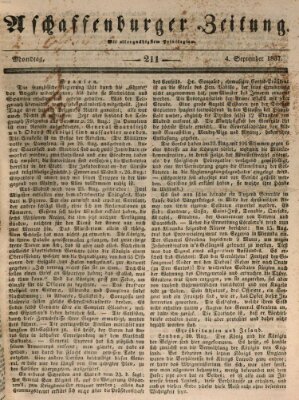 Aschaffenburger Zeitung Montag 4. September 1837