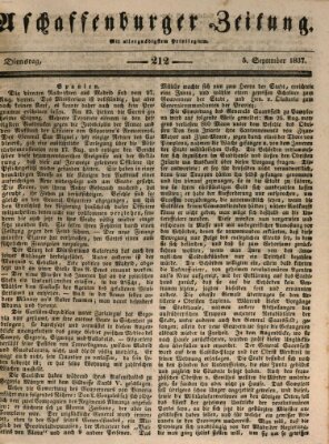 Aschaffenburger Zeitung Dienstag 5. September 1837