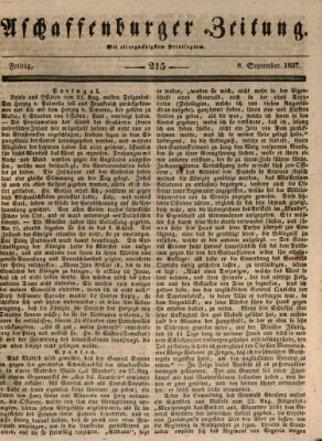 Aschaffenburger Zeitung Freitag 8. September 1837