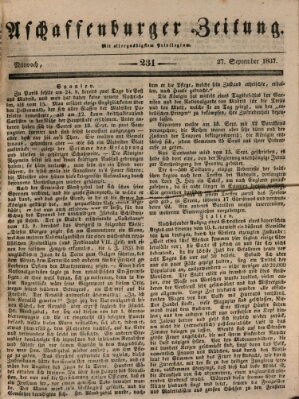 Aschaffenburger Zeitung Mittwoch 27. September 1837