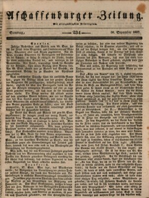 Aschaffenburger Zeitung Samstag 30. September 1837