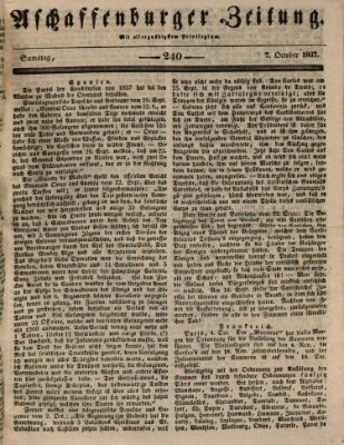 Aschaffenburger Zeitung Samstag 7. Oktober 1837