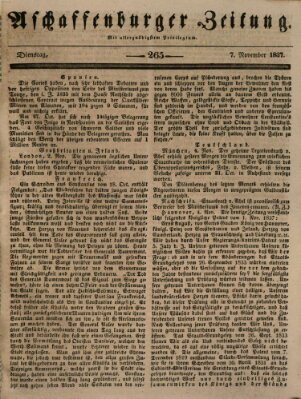 Aschaffenburger Zeitung Dienstag 7. November 1837