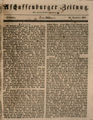 Aschaffenburger Zeitung Dienstag 28. November 1837