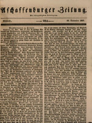 Aschaffenburger Zeitung Mittwoch 29. November 1837