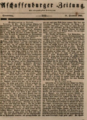 Aschaffenburger Zeitung Donnerstag 21. Dezember 1837