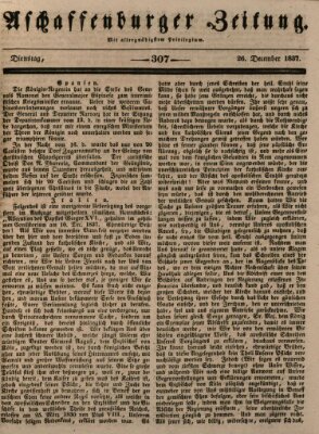 Aschaffenburger Zeitung Dienstag 26. Dezember 1837