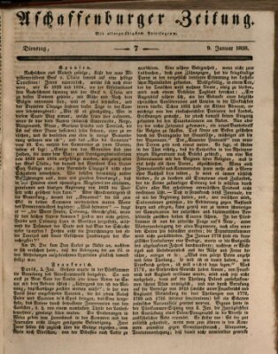 Aschaffenburger Zeitung Dienstag 9. Januar 1838