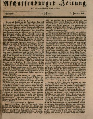 Aschaffenburger Zeitung Mittwoch 7. Februar 1838