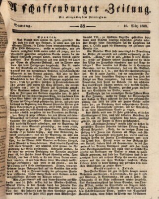 Aschaffenburger Zeitung Samstag 10. März 1838