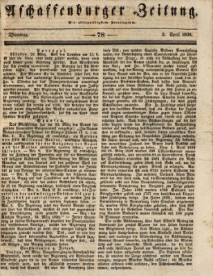 Aschaffenburger Zeitung Dienstag 3. April 1838