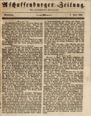 Aschaffenburger Zeitung Samstag 7. April 1838