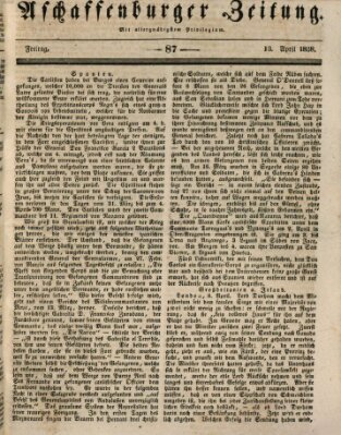 Aschaffenburger Zeitung Freitag 13. April 1838