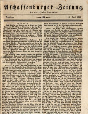 Aschaffenburger Zeitung Samstag 14. April 1838