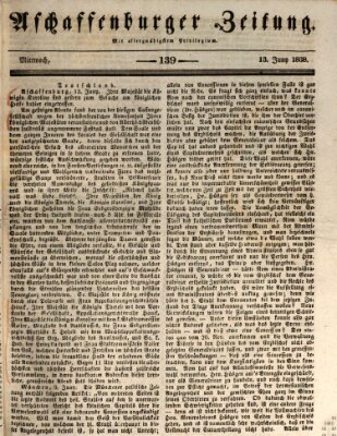 Aschaffenburger Zeitung Mittwoch 13. Juni 1838