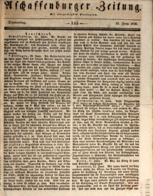 Aschaffenburger Zeitung Donnerstag 21. Juni 1838