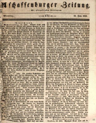 Aschaffenburger Zeitung Samstag 21. Juli 1838