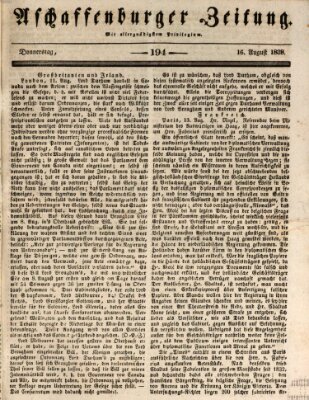 Aschaffenburger Zeitung Donnerstag 16. August 1838