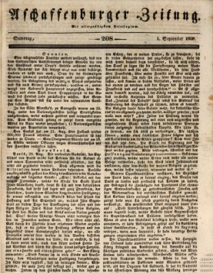 Aschaffenburger Zeitung Samstag 1. September 1838