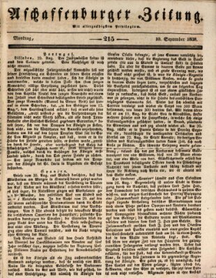 Aschaffenburger Zeitung Montag 10. September 1838