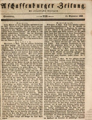 Aschaffenburger Zeitung Donnerstag 13. September 1838