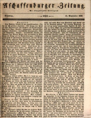 Aschaffenburger Zeitung Samstag 15. September 1838