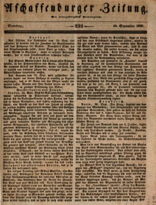 Aschaffenburger Zeitung Samstag 29. September 1838