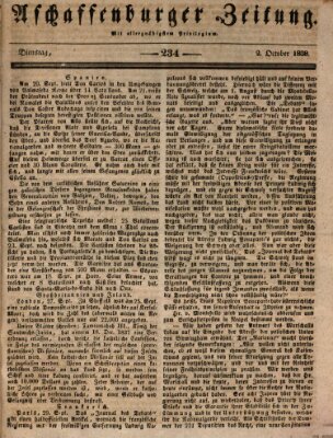 Aschaffenburger Zeitung Dienstag 2. Oktober 1838