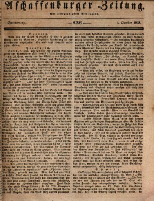 Aschaffenburger Zeitung Donnerstag 4. Oktober 1838