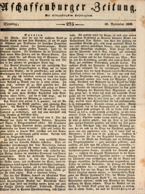 Aschaffenburger Zeitung Dienstag 20. November 1838