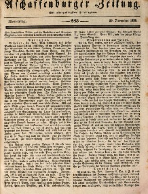 Aschaffenburger Zeitung Donnerstag 29. November 1838