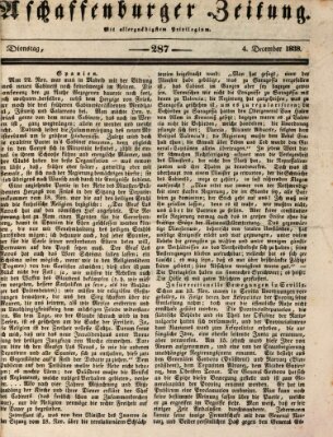 Aschaffenburger Zeitung Dienstag 4. Dezember 1838