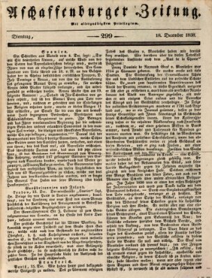 Aschaffenburger Zeitung Dienstag 18. Dezember 1838